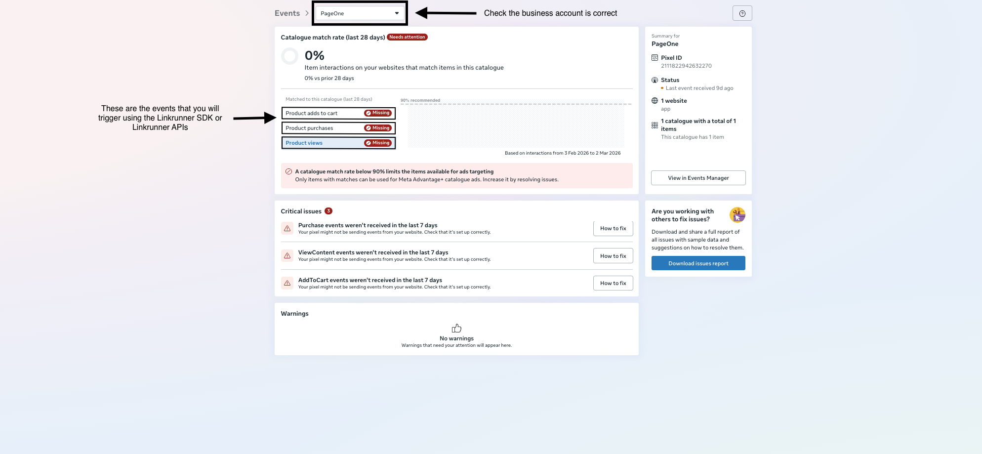 View Dataset ID Events