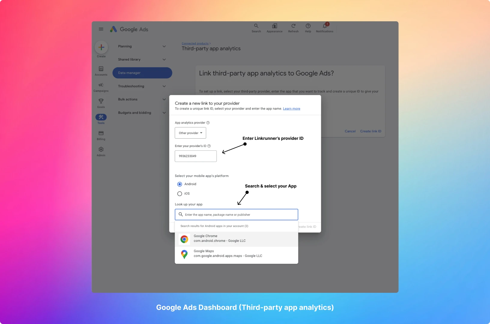 Google Ads Dashboard - Add Provider