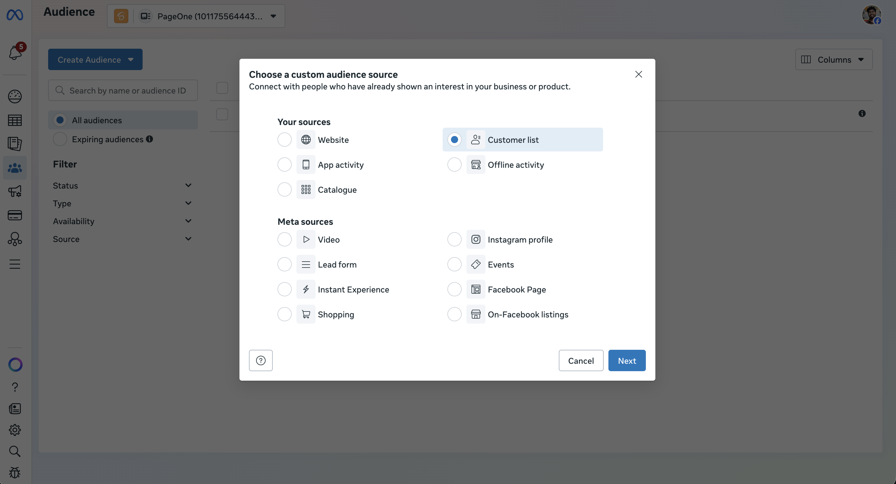 Select Customer list